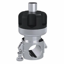 Arteva manual pinch valve for single-use bioprocess tubing, shown with hand-operated actuator and clamp body.