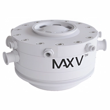 Alphinity PIXER P40 single-use pump head offering high flow rates, precise metering, and contamination-free operation for biopharma processing.