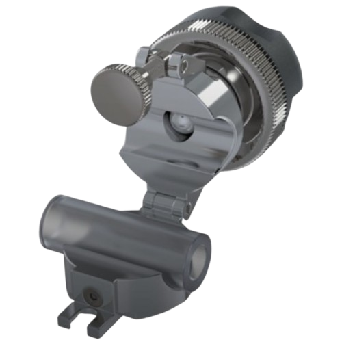 Open single-use pinch valve showing the internal pinch mechanism