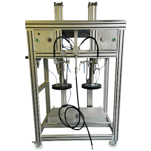 Production LSR metering and mixing system for continuous silicone dispensing