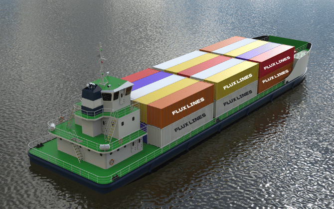 A small ship with containers