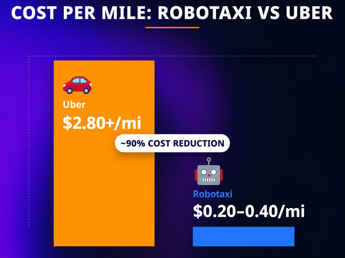 Cost per mile: robotaxi vs Uber