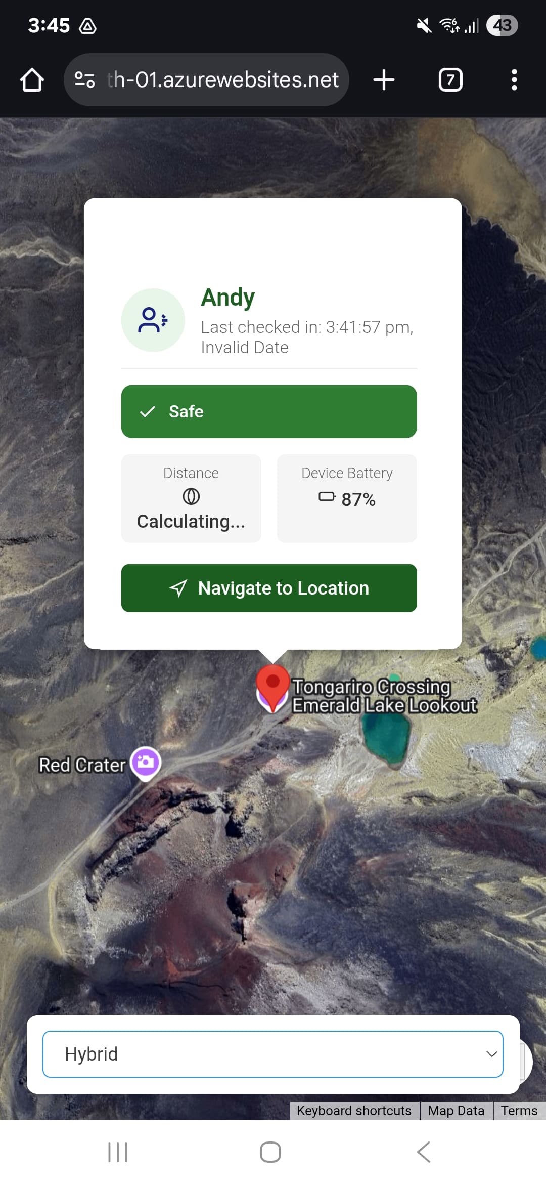 A Satellite Map showing a persons location