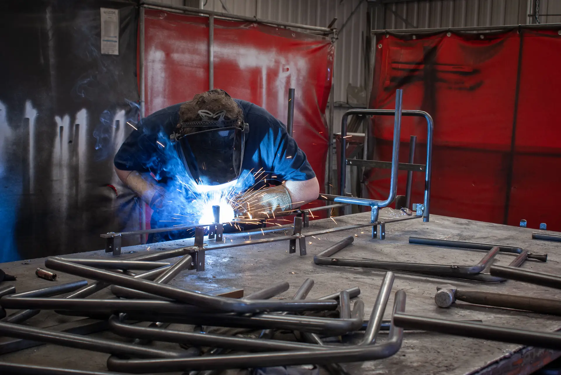 Five Star Whanganui Enterprises worker welding steel for their custom made Dog Runs