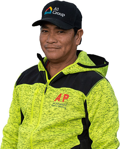 Licensed Exterior Plasterer from A1 Advanced Exterior Plastering, in High-Vis.