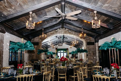 Guests dancing at reception at Satolah Creek Farm wedding venue in North Georgia