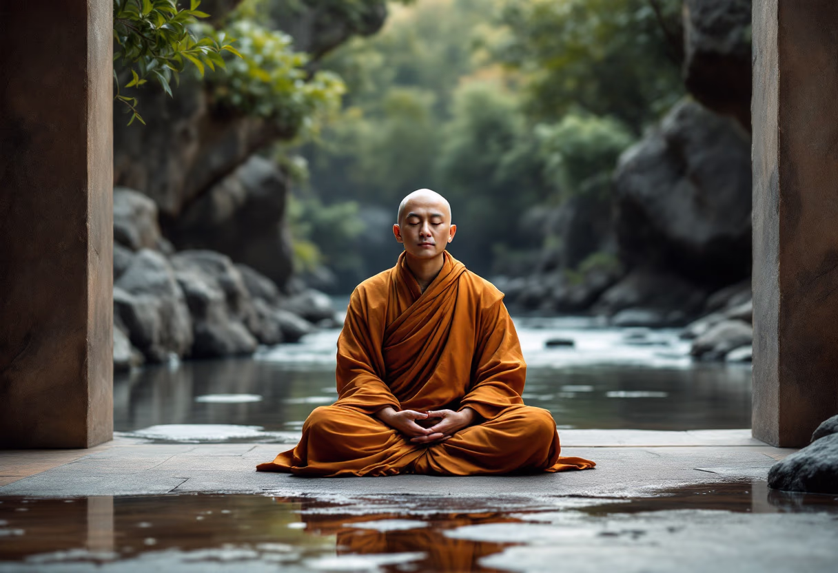 image of monks practicing meditation
