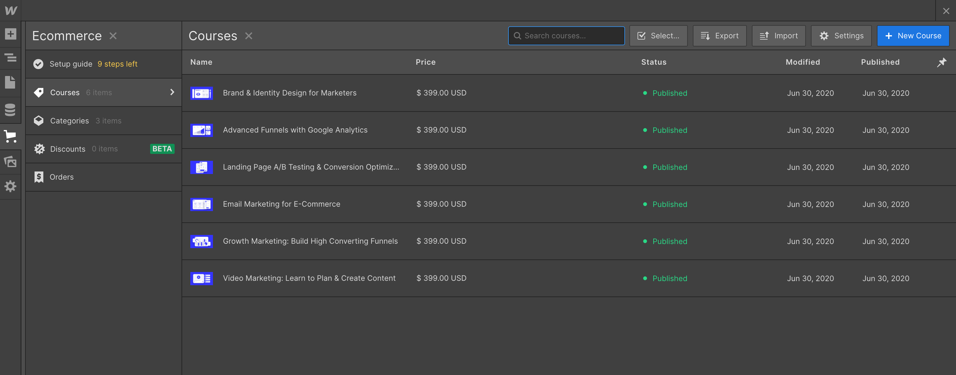 eCommerce Collection - Academy Webflow Template