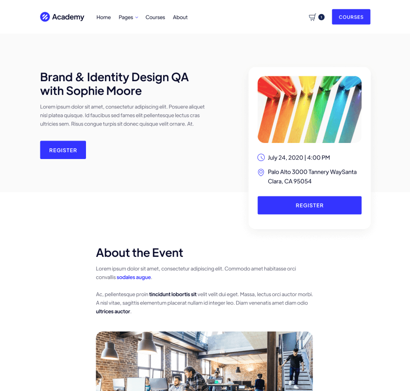 Event Single - Academy Webflow Template