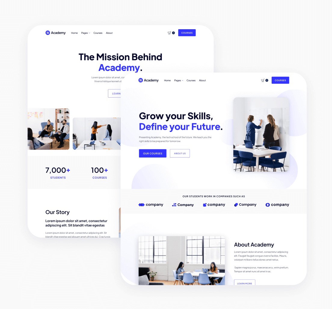Pages Included - Academy Webflow Template