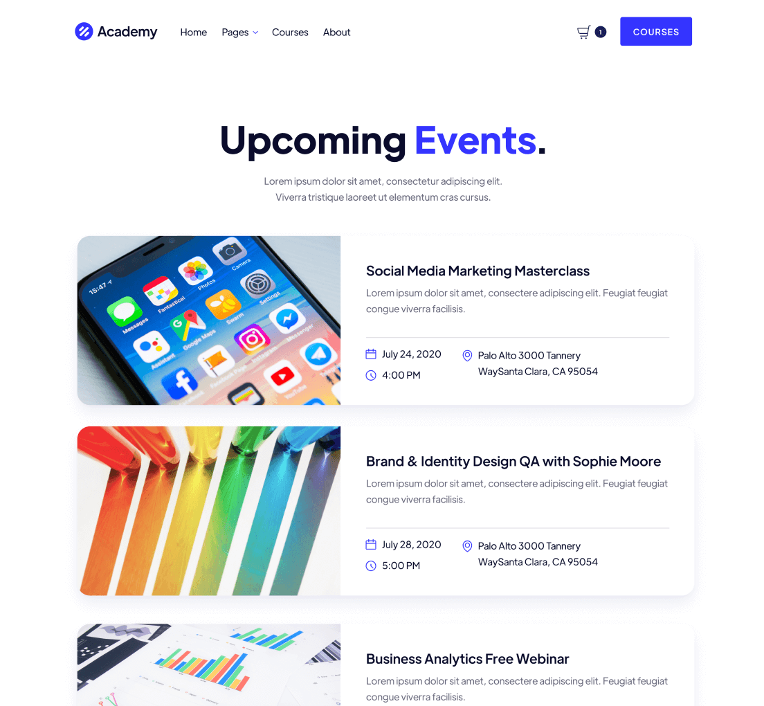 Events - Academy Webflow Template
