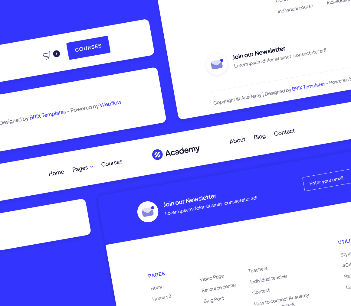 Headers and Footers - Academy Webflow Template