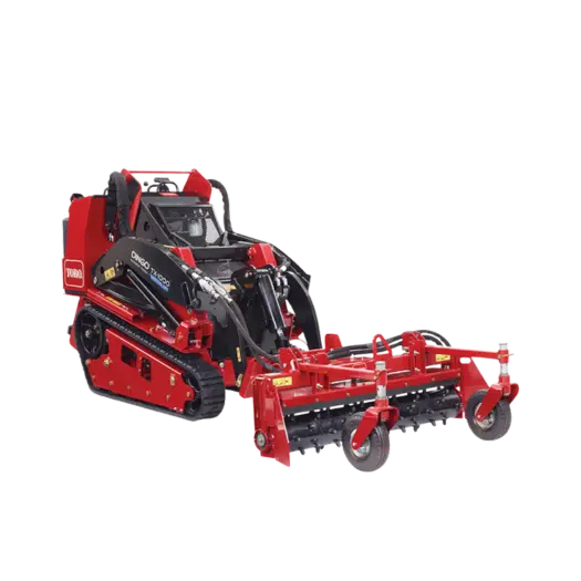 A power box rake (aka harley rake) attachment for a mini skid steer