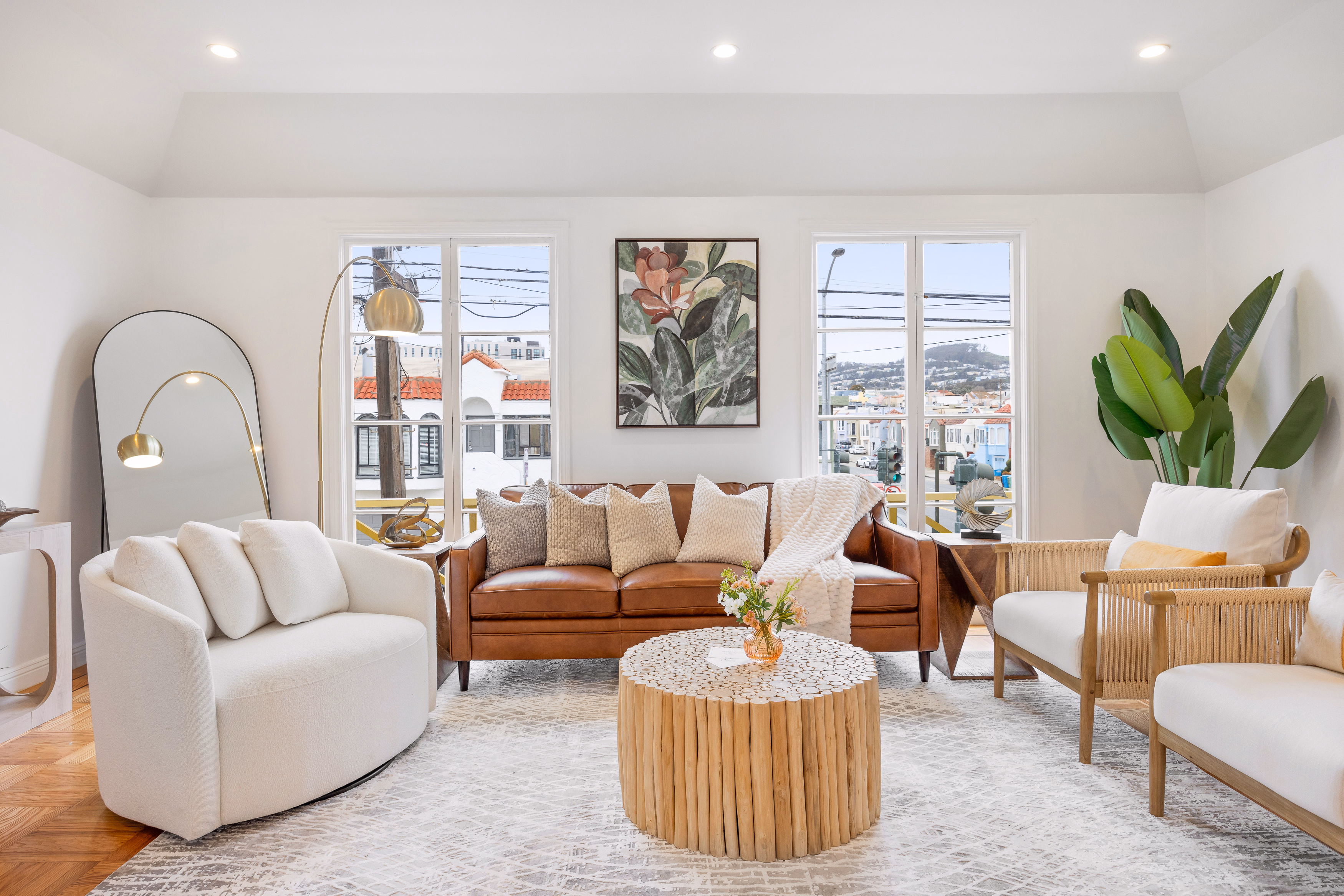Bright staged living room
