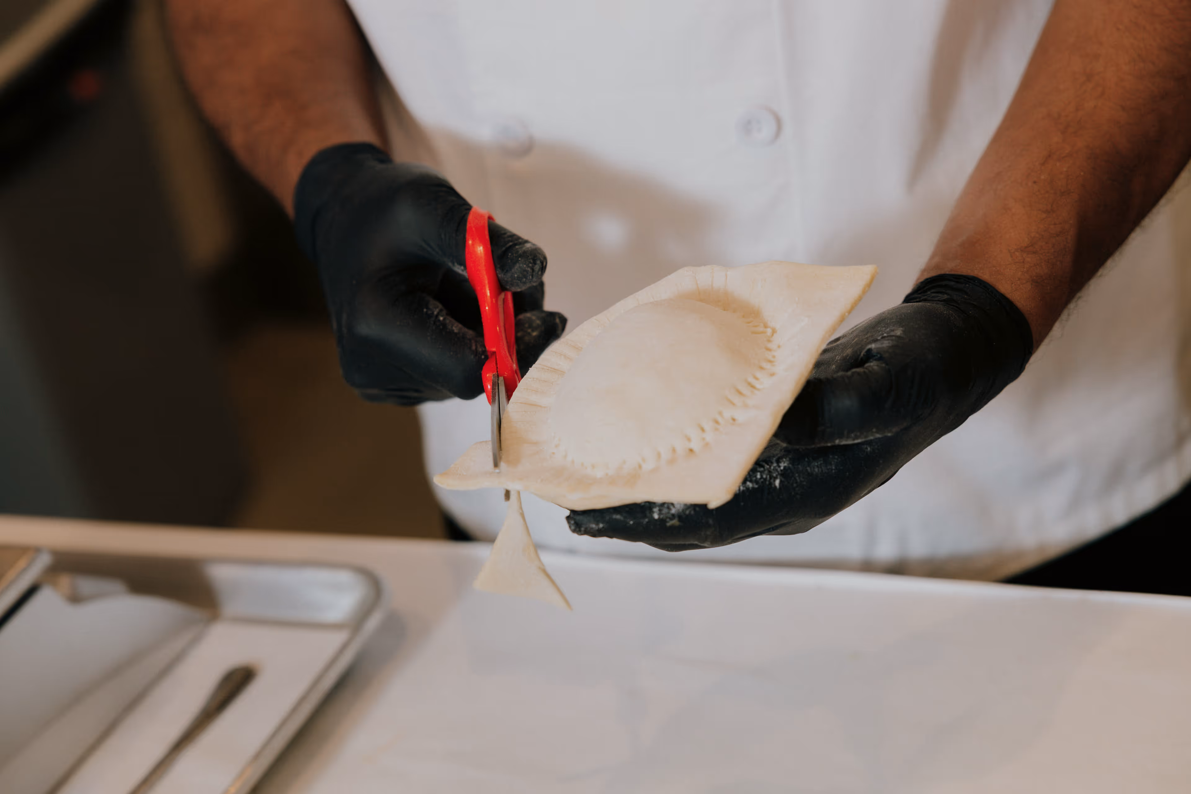 Owner cutting pie