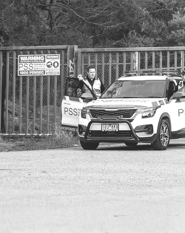 Peninsula Security services vehicle at client's gate