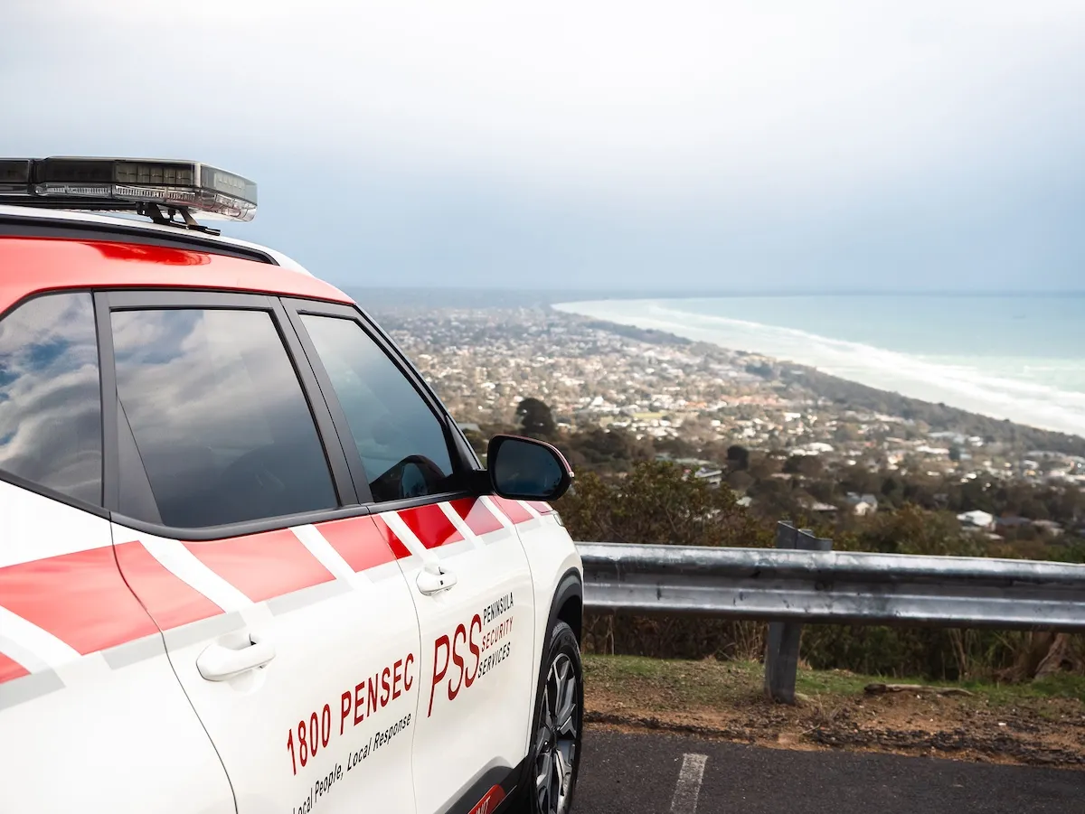 Peninsula Security services vehicle overlooking Mornington peninsula view point