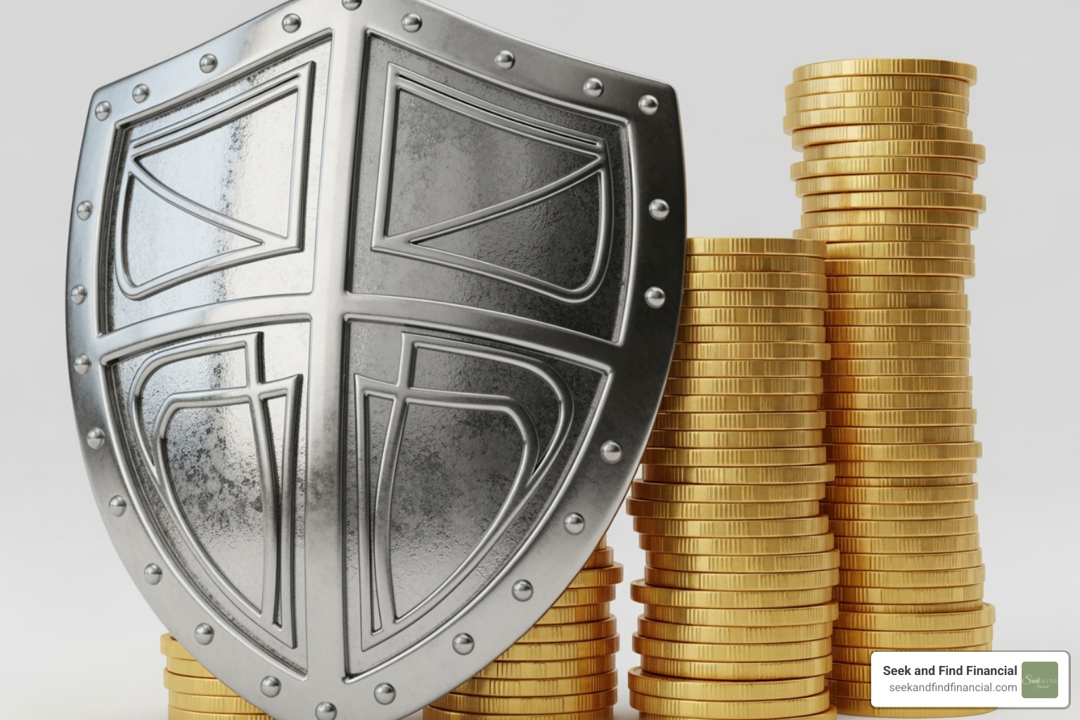 shield protecting a stack of gold coins - Entrepreneur wealth management