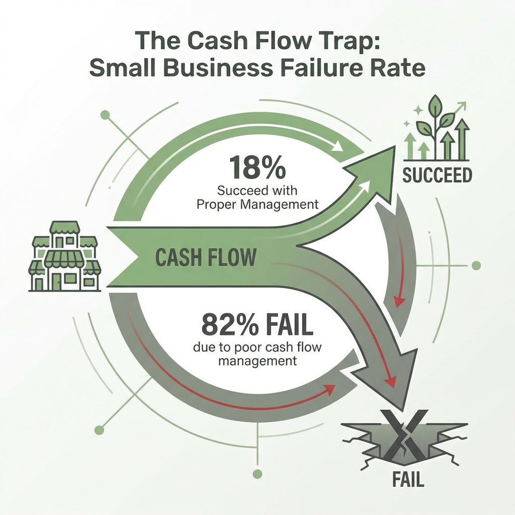 infographic showing that 82% of small businesses fail due to poor cash flow management - Financial advice for entrepreneurs infographic infographic showing that 82% of small businesses fail due to poor cash flow management - Financial advice for entrepreneurs infographic