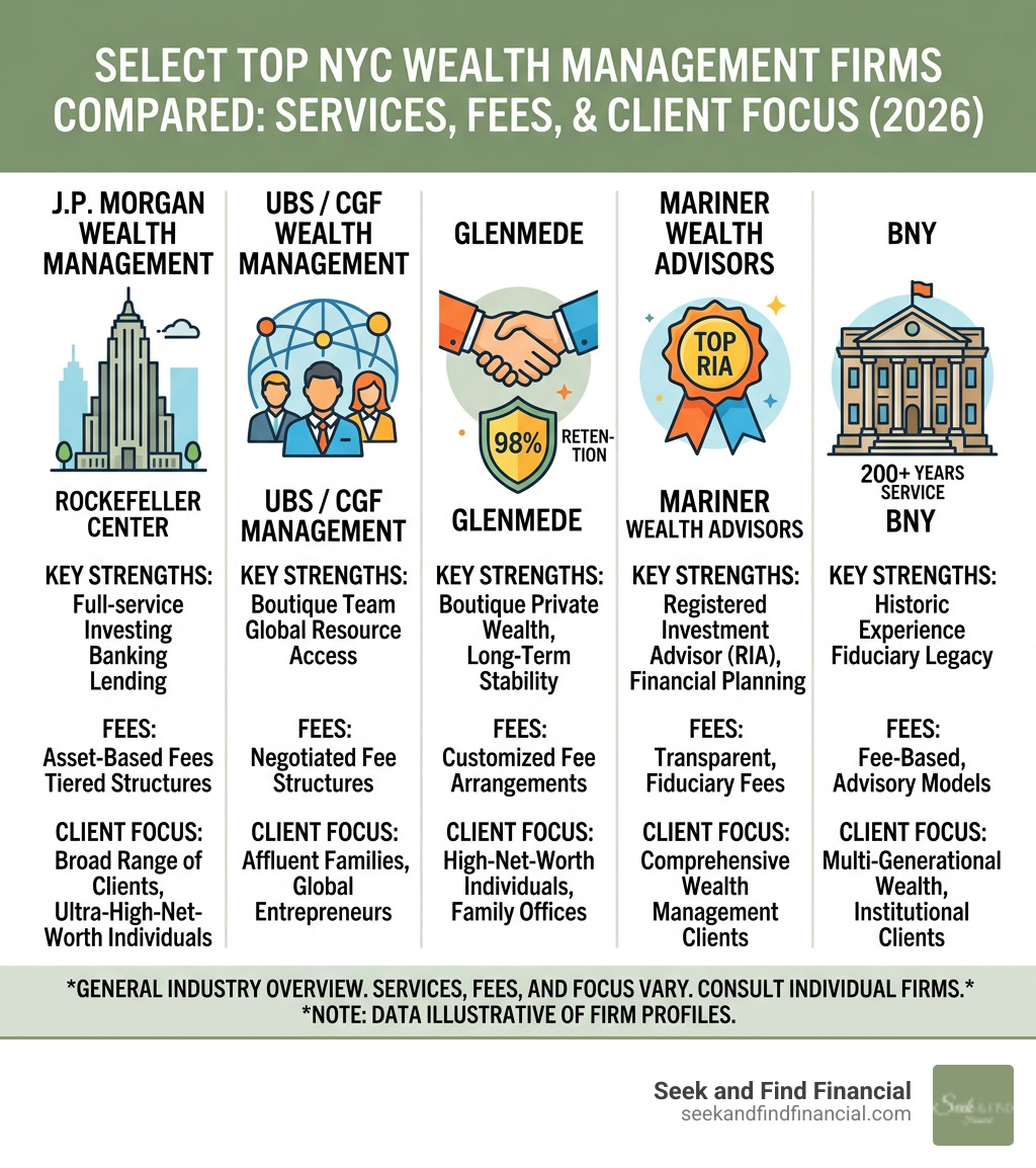 Top wealth management firms in NYC compared by services, fees, and client focus - wealth management new york city