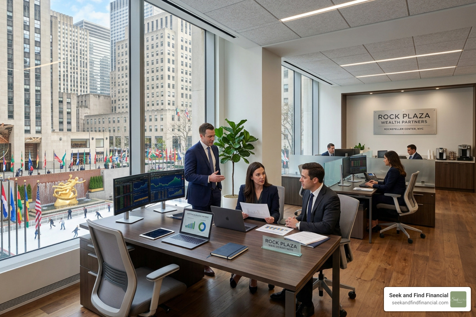 A professional office in Rockefeller Center representing NYC wealth management - wealth management new york city
