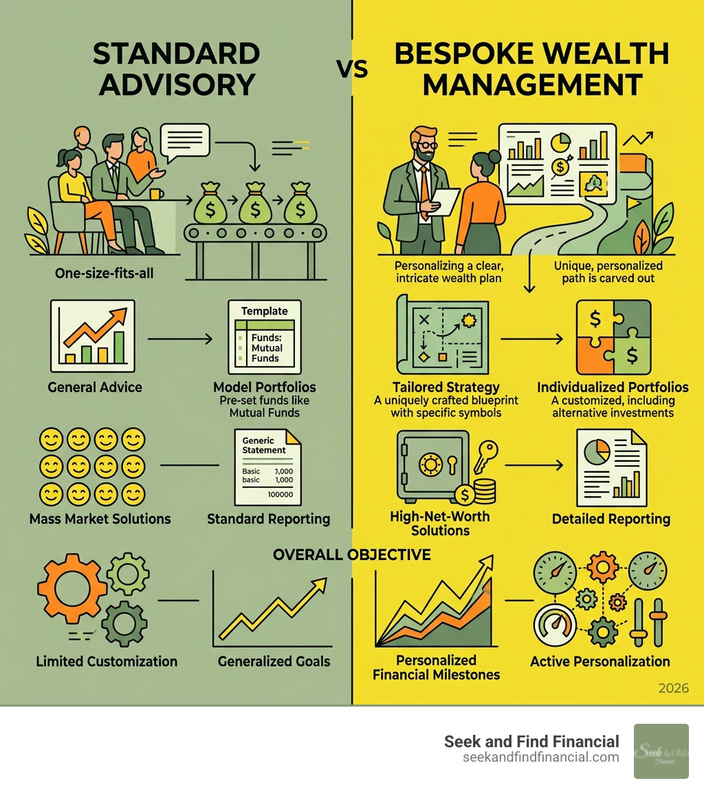 Comparison infographic: standard advisory vs bespoke wealth management - bespoke wealth management infographic 