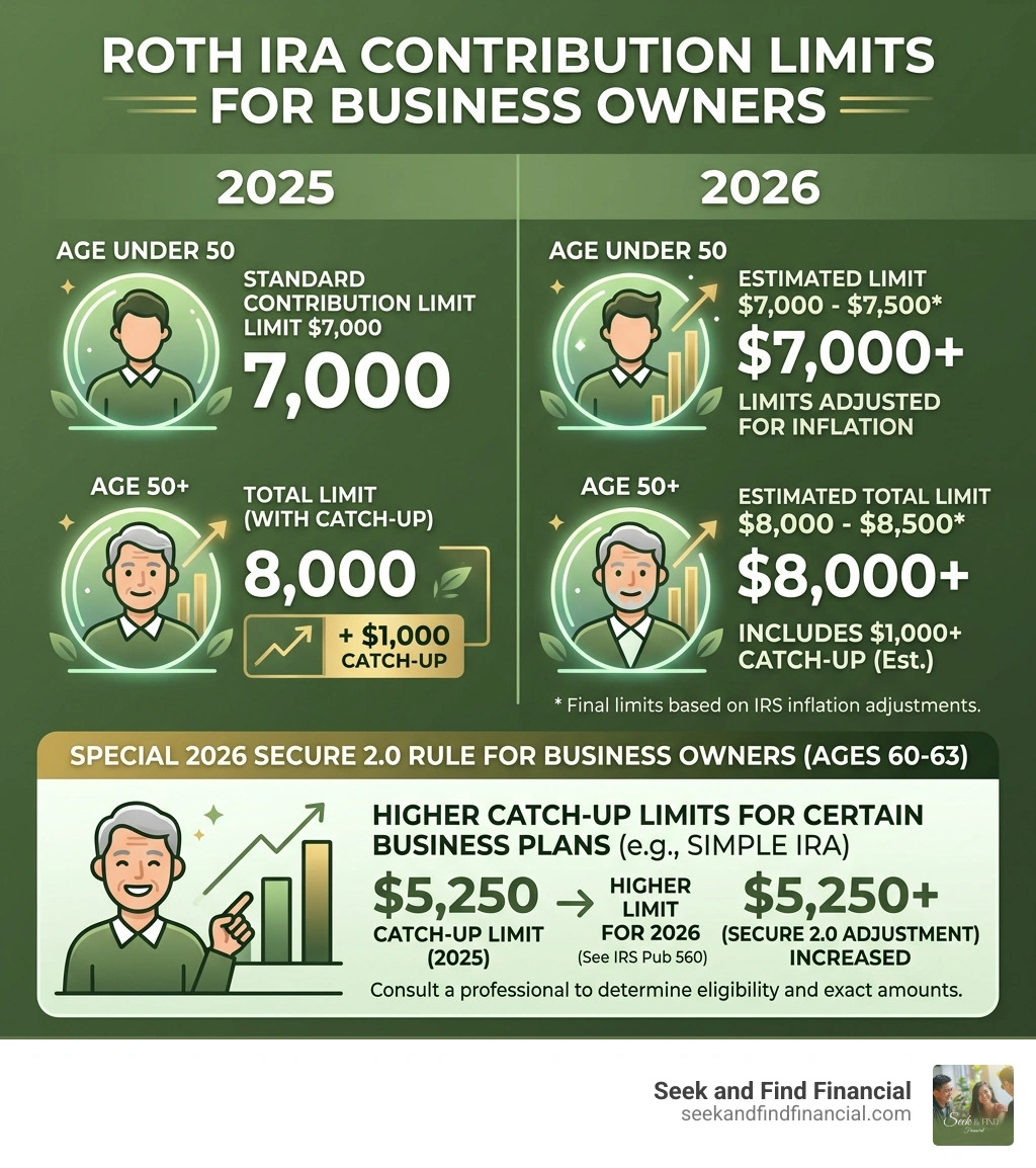 Contribution limits for 2025 and 2026 including catch-up amounts for business owners over 50 - roth ira for business owners Contribution limits for 2025 and 2026 including catch-up amounts for business owners over 50 - roth ira for business owners