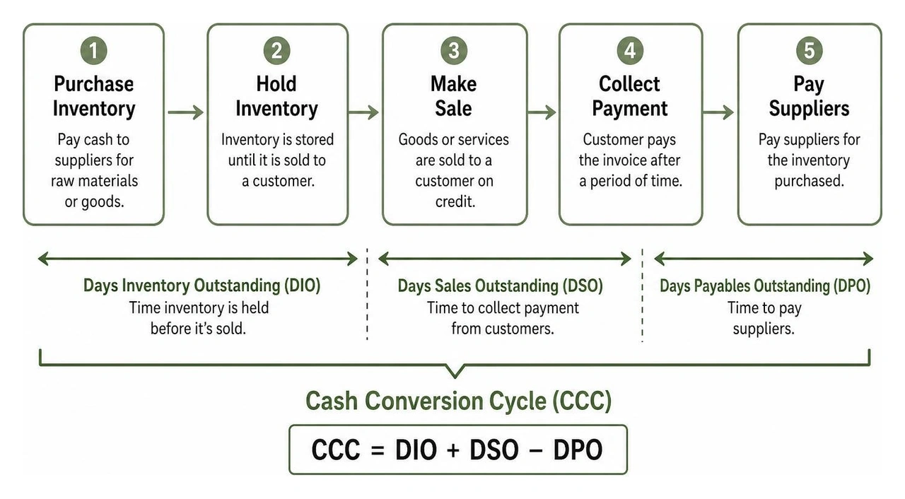 diagram showing the steps of the cash conversion cycle diagram showing the steps of the cash conversion cycle