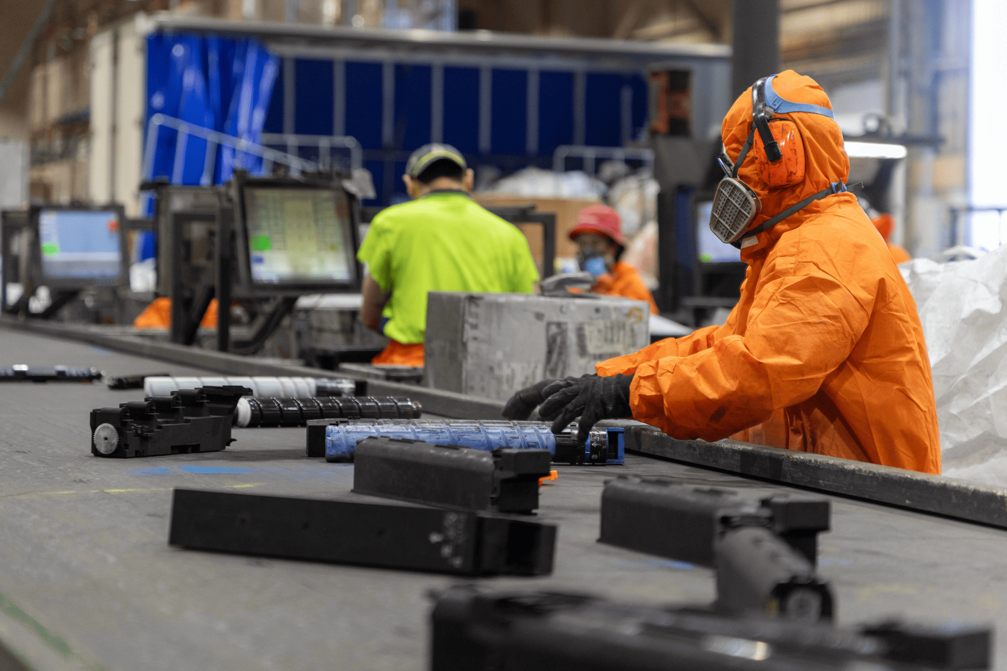 Cartridge sorting belt at Close the Loop facility