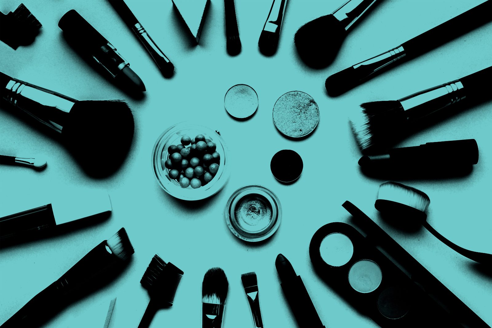 Cosmetics brushes and makeup products