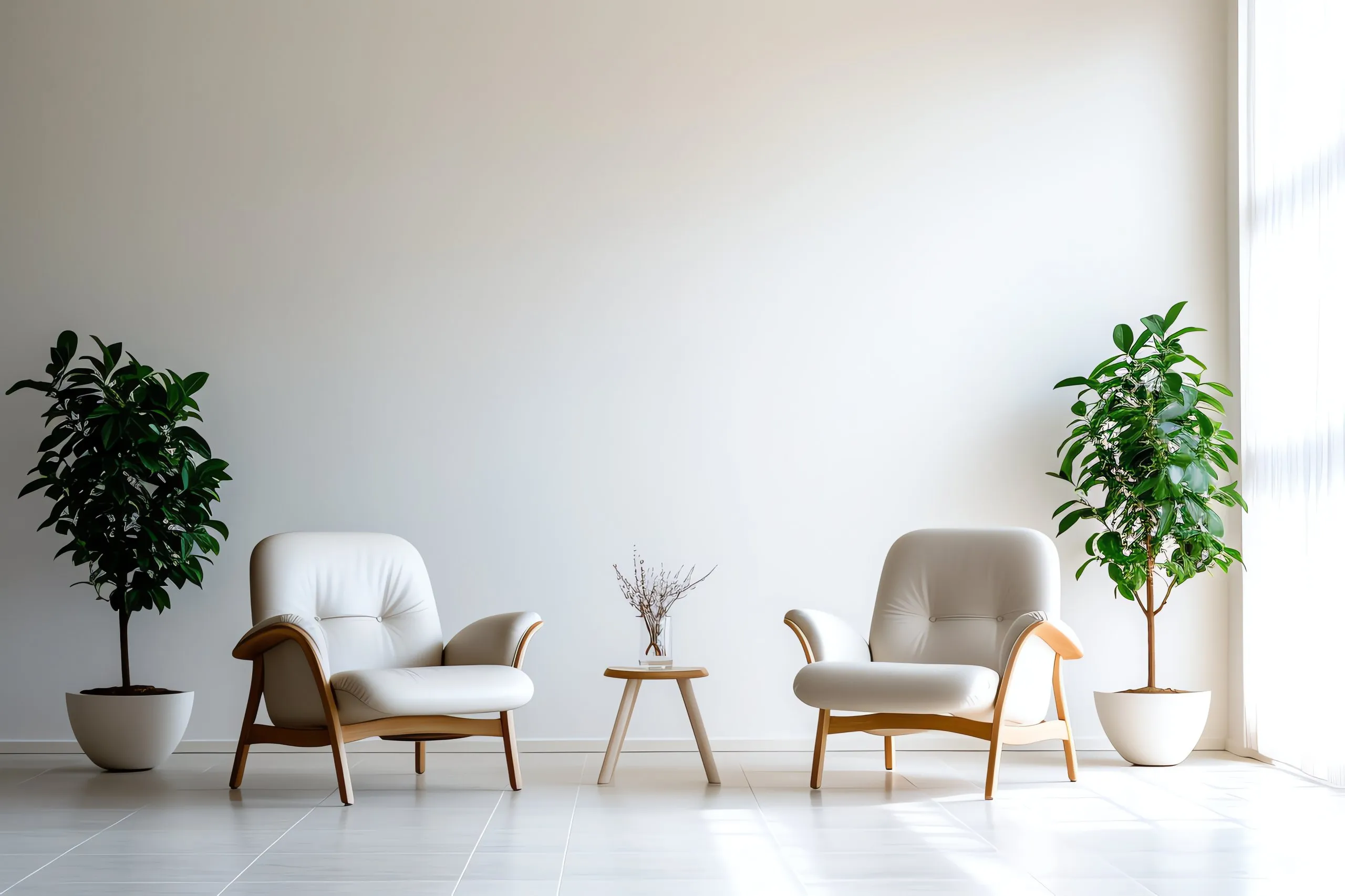 Clear Office space with with white chairs