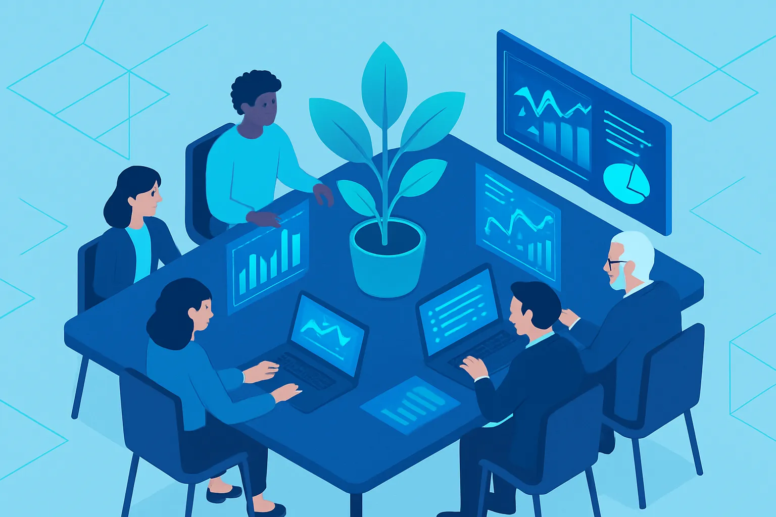 Une équipe autour d'une table analyse des données pour en tirer des actions concrètes.