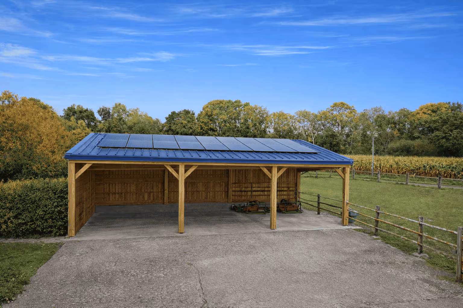 Carport en bois photovoltaique