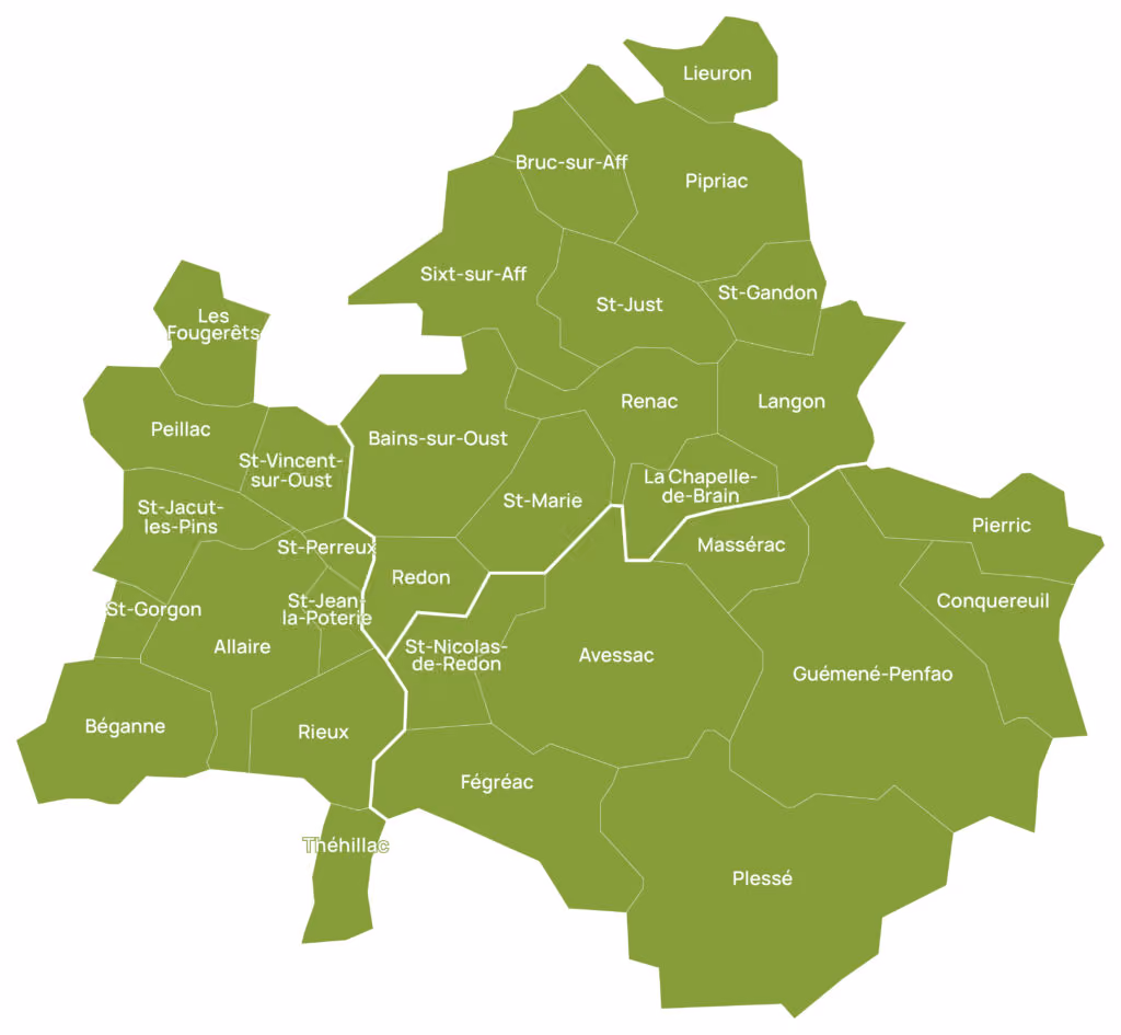 Carte zones intervention panneaux solaires Rennes, Ille-et-Vilaine et Bretagne
