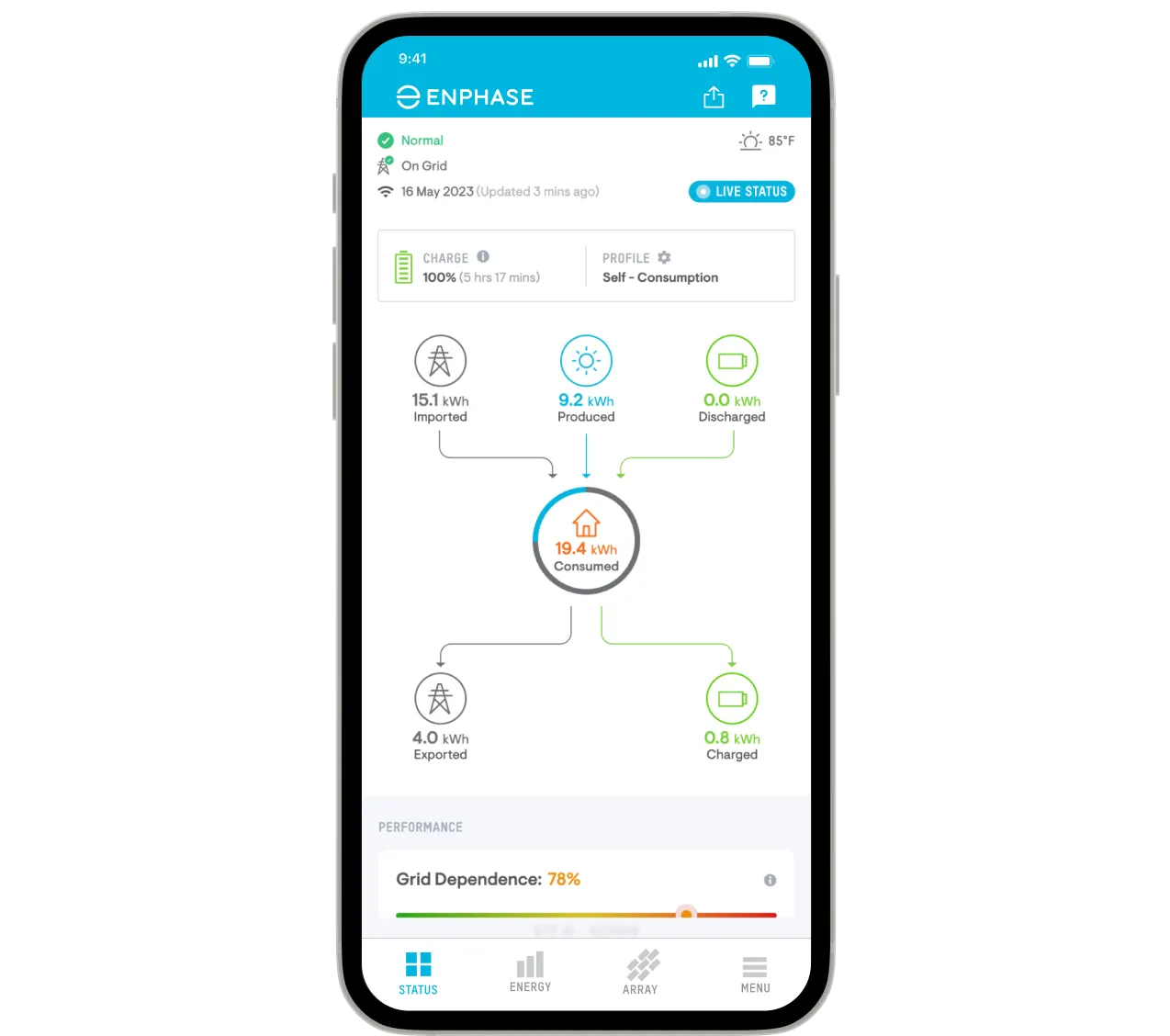 Application Enphase sur smartphone