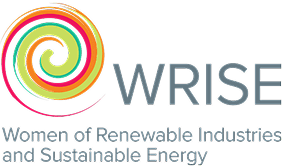 Colorful spiral logo for WRISE, Women of Renewable Industries and Sustainable Energy