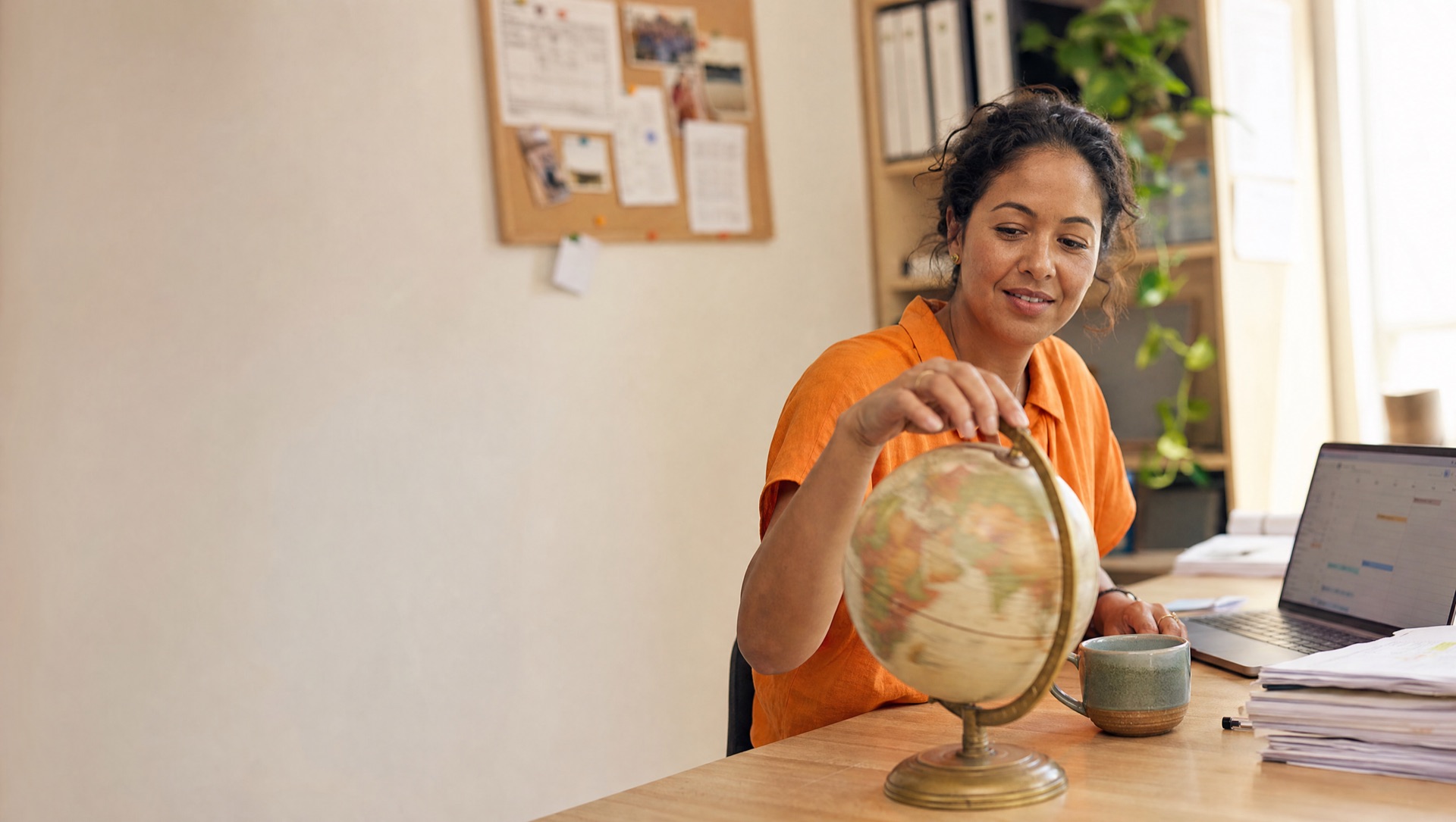 Employee working remotely away from the office