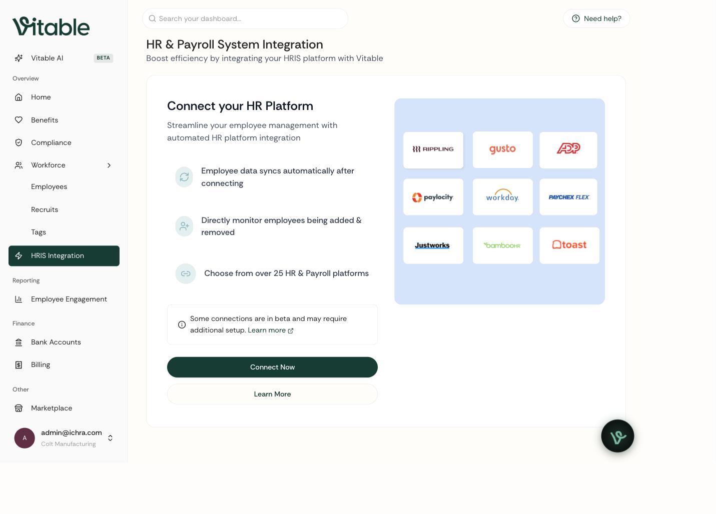 HRIS integration options: Rippling, Gusto, ADP and more