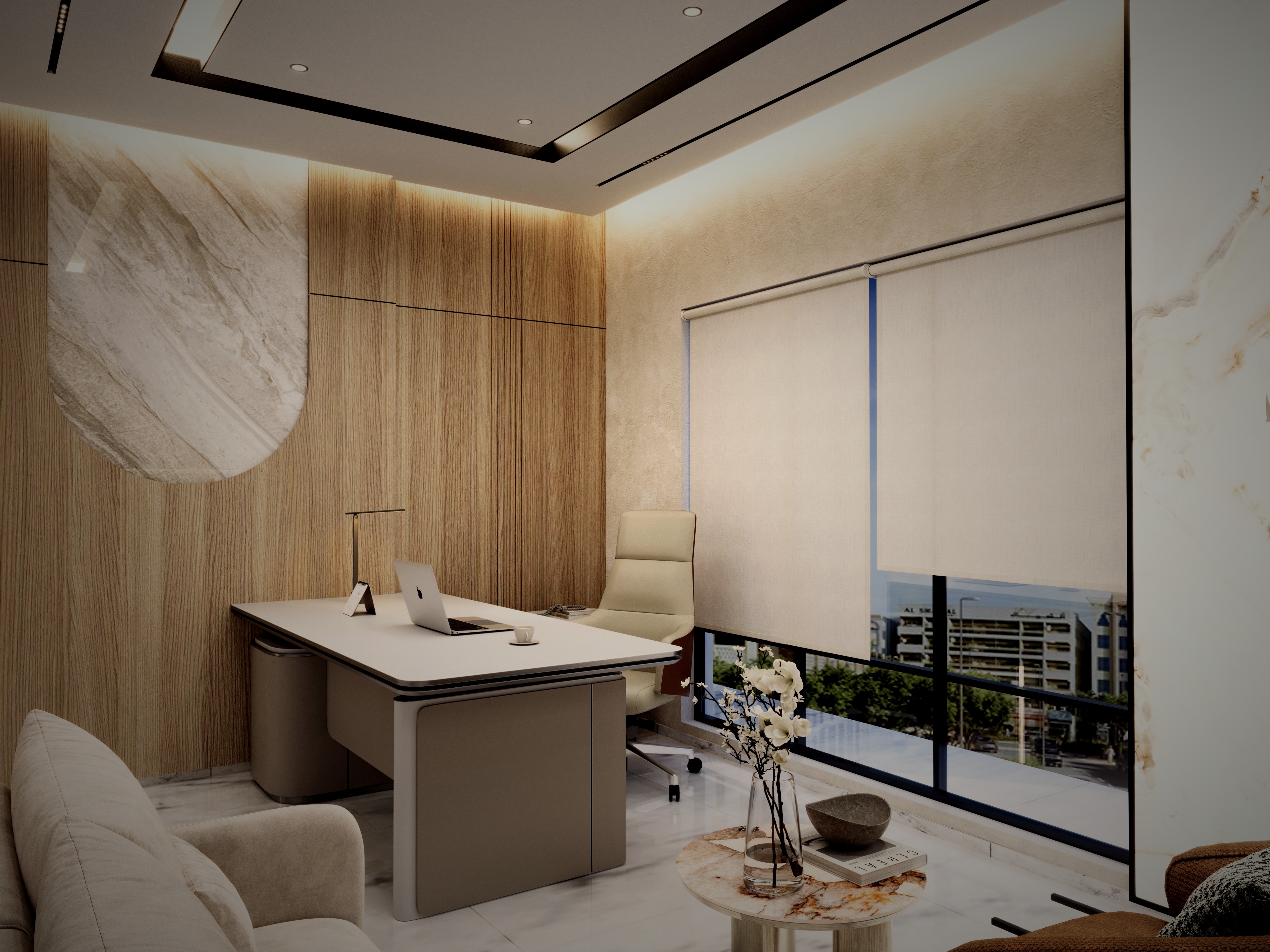 Executive cabin with timber panelling, Deira