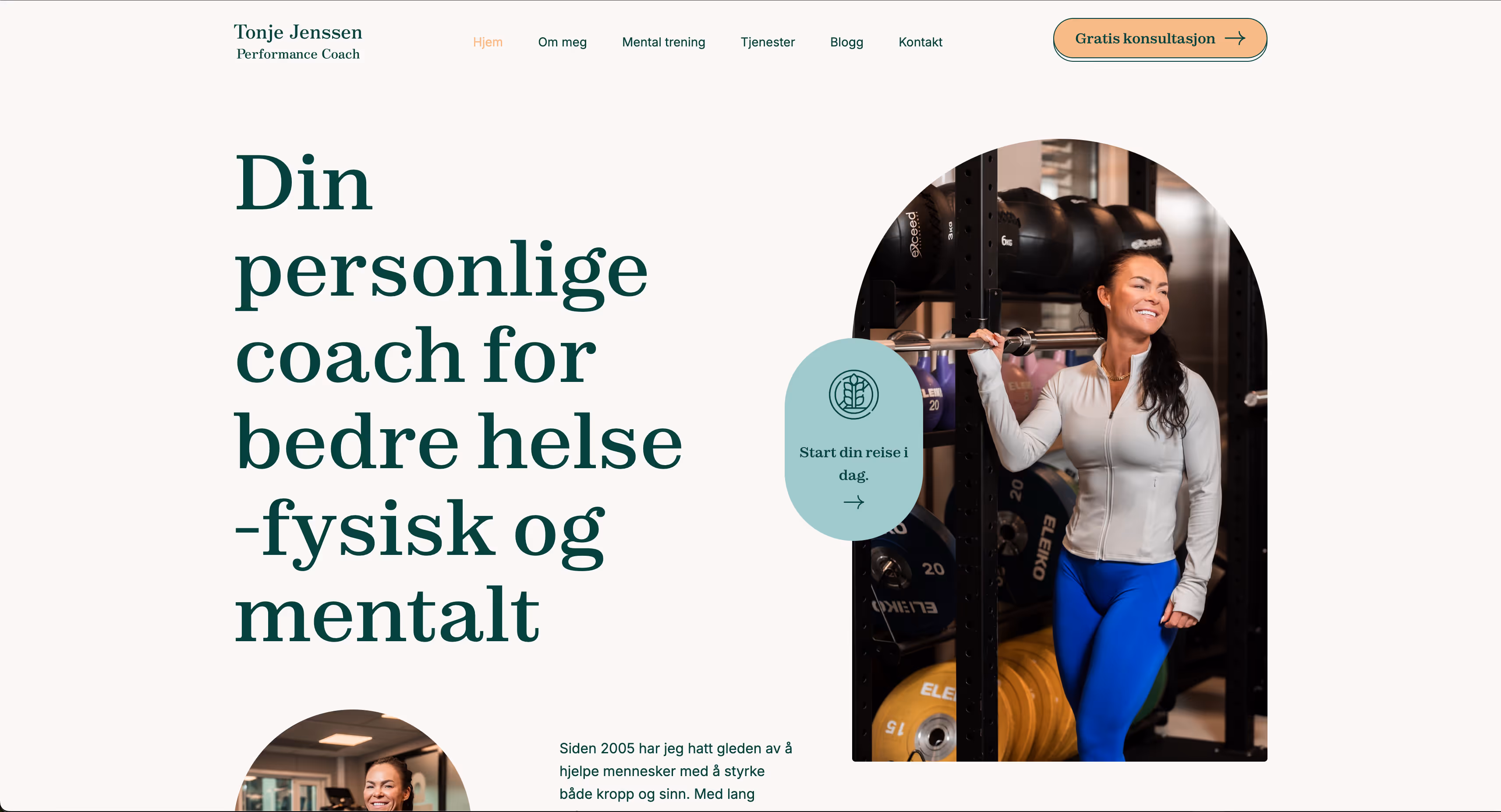 Nettside bygget av Eleviad for Tonje Jenssen Performance Coach – personlig coach for bedre helse, fysisk og mentalt