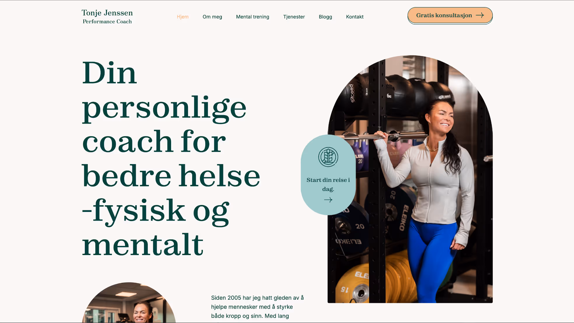 Nettside bygget av Eleviad for Tonje Jenssen Performance Coach – personlig coach for bedre helse, fysisk og mentalt