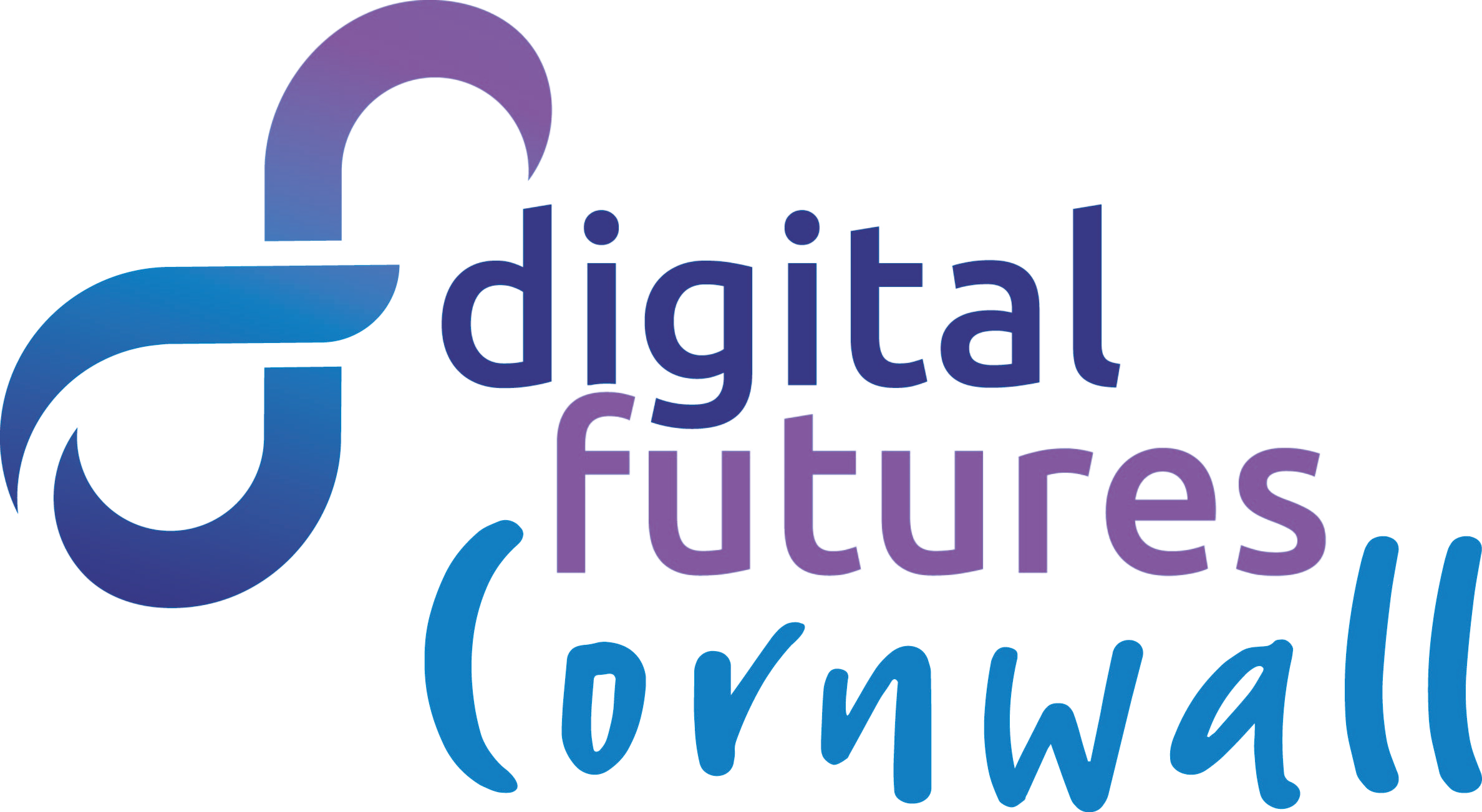Digital Futures Cornwall logo with stylized letters in blue and purple.