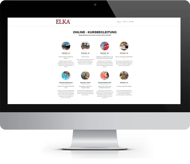 Abbildung des ELKA Online-Lernportals