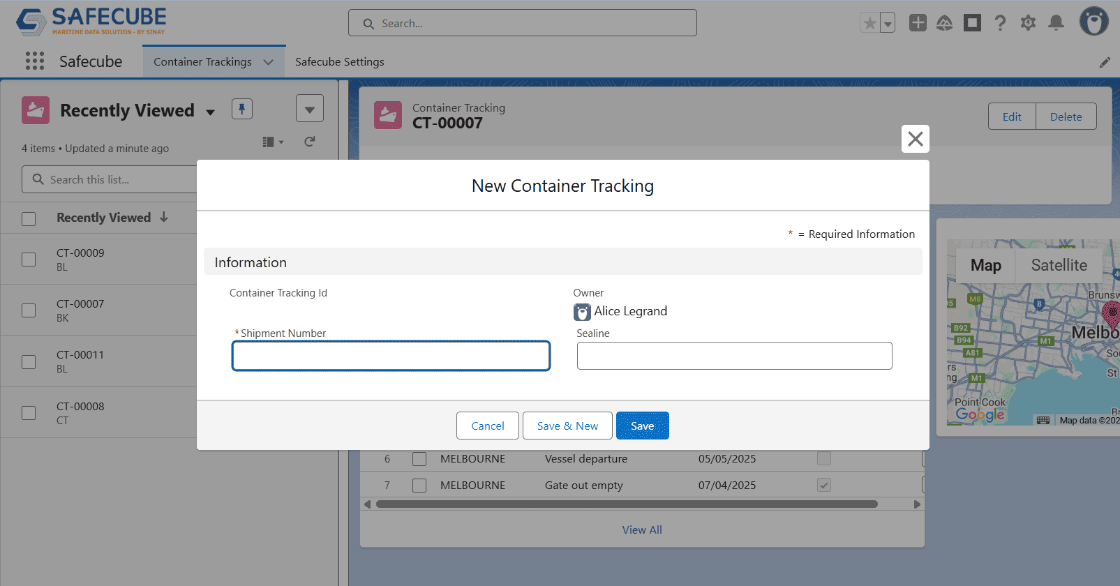 Dashboard mockup new shipments