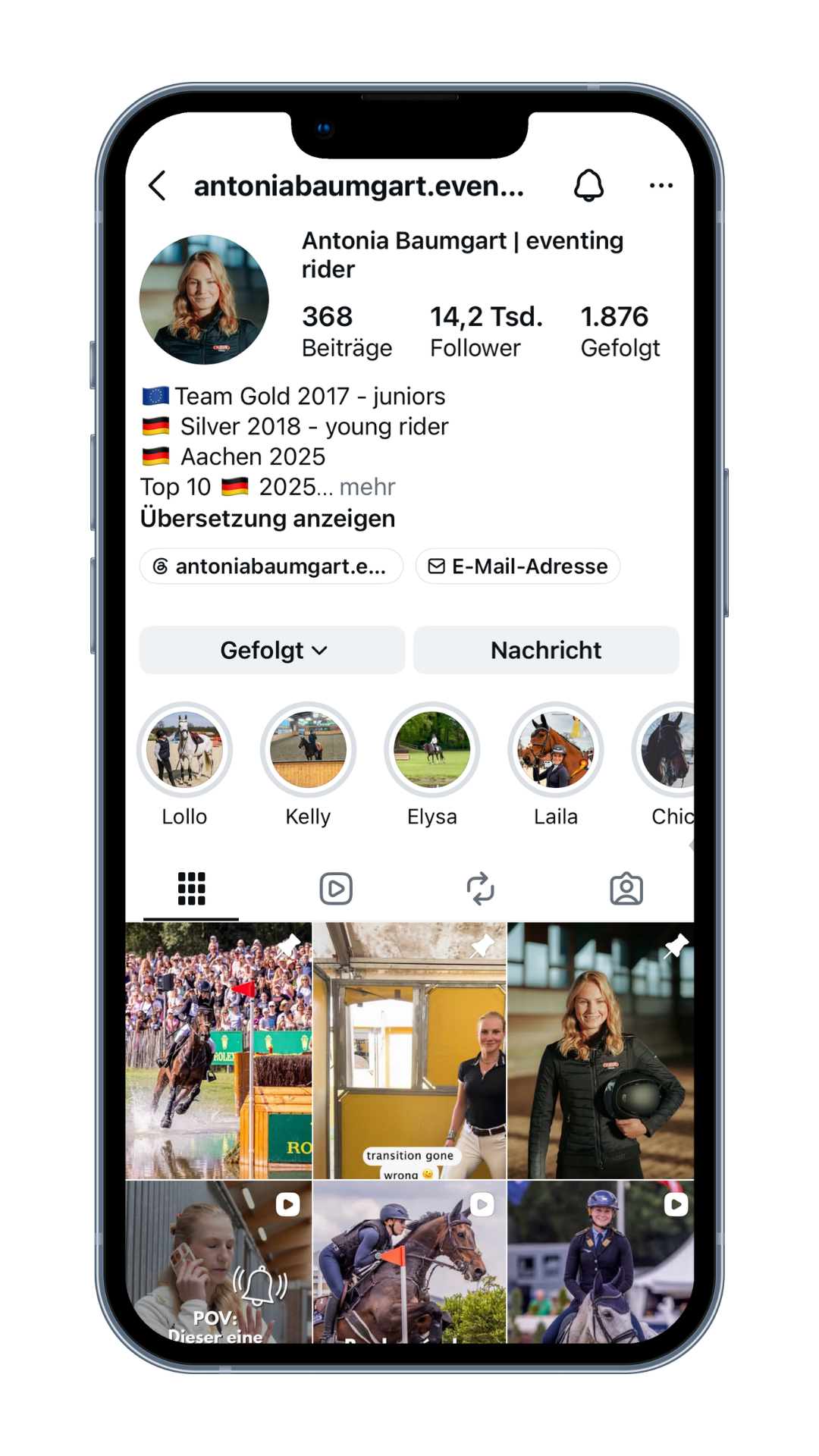 Platzhalter: Handy-Mockup Instagram-Account @antoniabaumgart.eventing