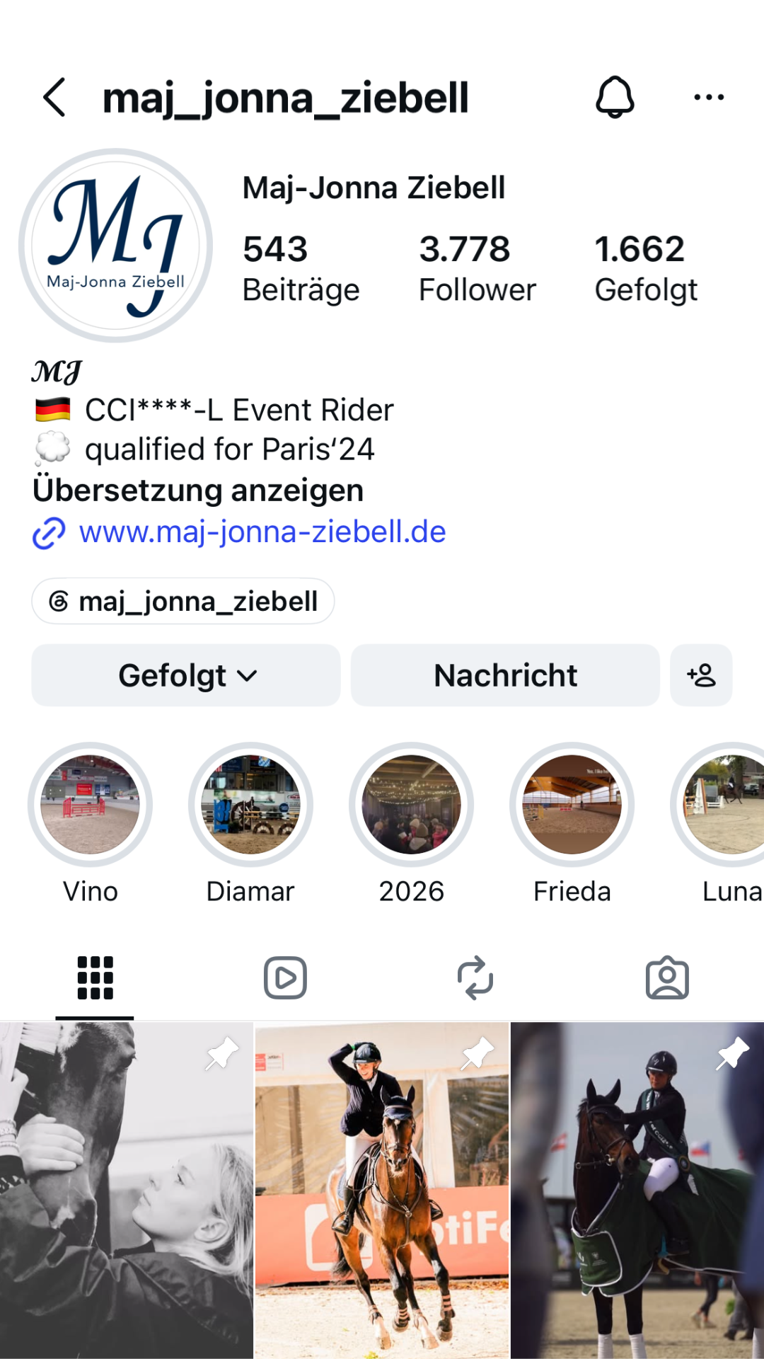 Instagram-Profil Maj-Jonna Ziebell