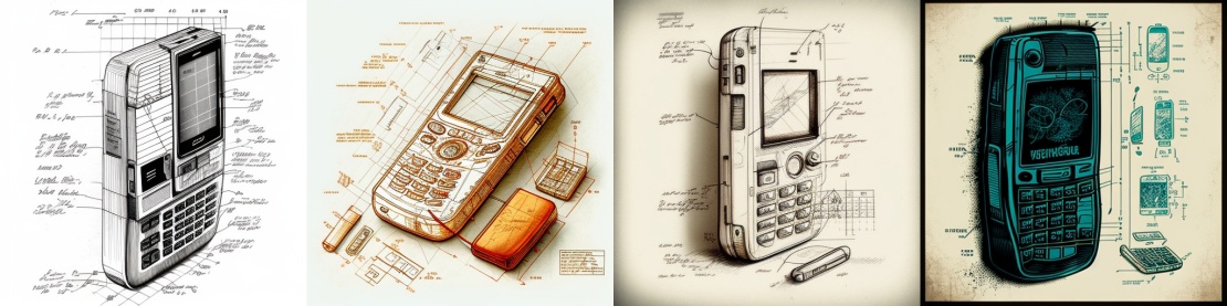 Запрос: A old cell phone, diagramatic drawing