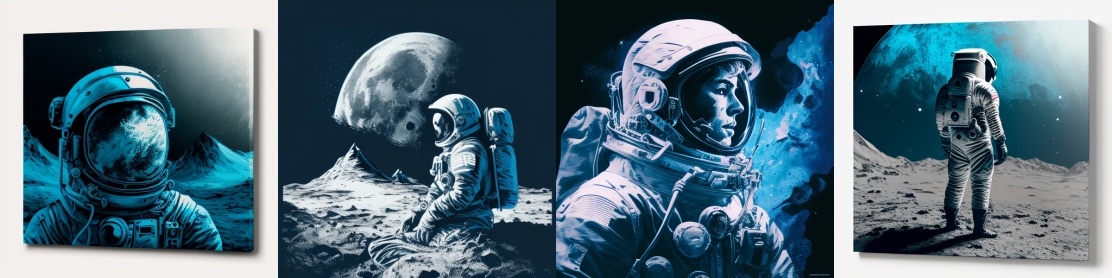 Запрос: First man on the moon, duotone, blue and grey
