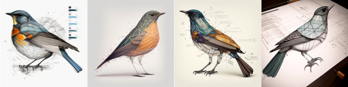 Запрос: A diagramatic drawing of a bird