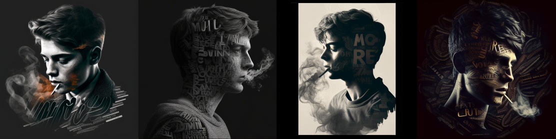 Запрос: A smoking young man, typography art